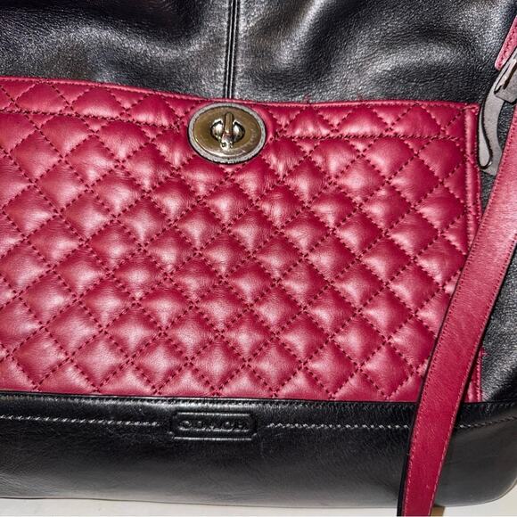 COACH Park Quilted Leather double strap Colorblock Hobo purse - Picture 5 of 6
